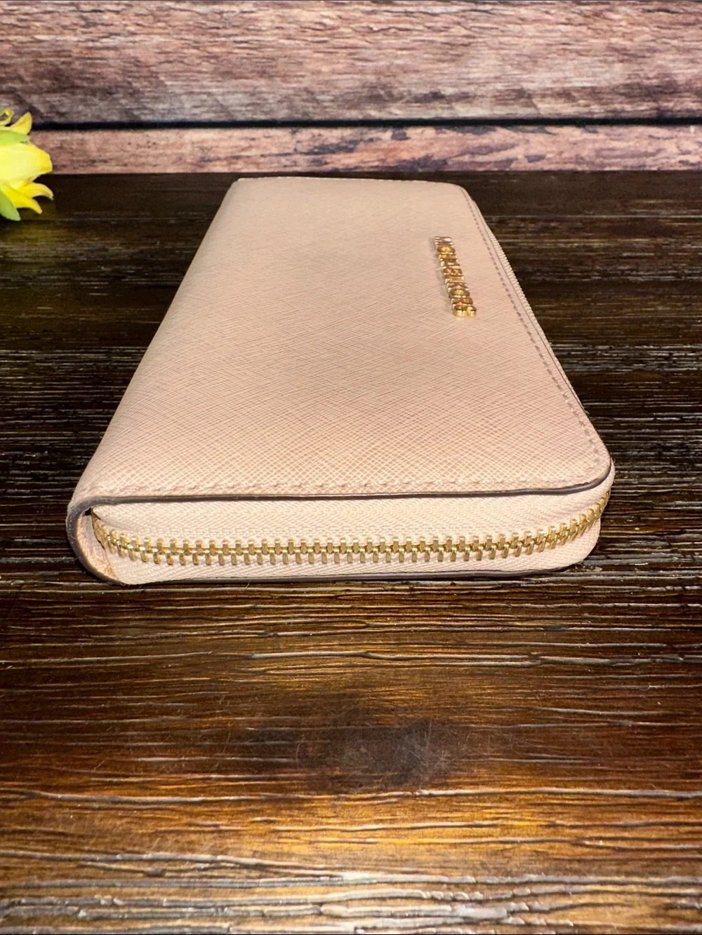 Michael Kors Blush Sand Brown Saffiano Zip-Around Wallet!